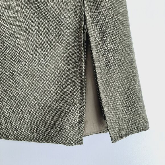 C'EST CITY Silk Wool Blend Side Zip Slit Knee Length Skirt Green Sz 6 - Picture 5 of 8